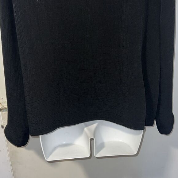 EILEEN FISHER Black Rayon and Silk Stand Collar Magnetic Button Jacket-S - Picture 6 of 8